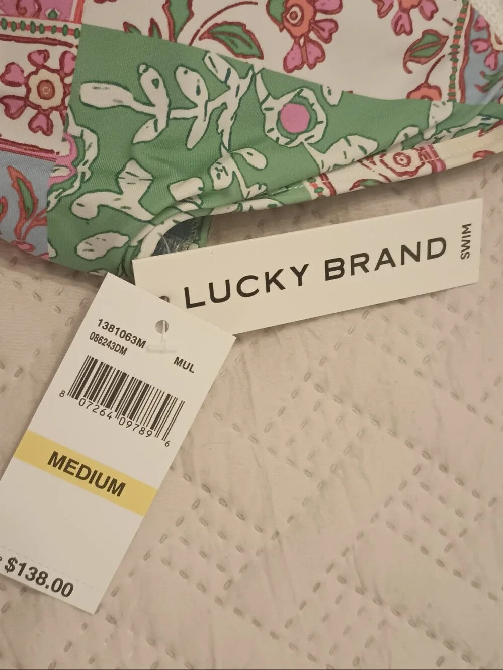 Lucky Brand Patchwork One-Piece Swimsuit M